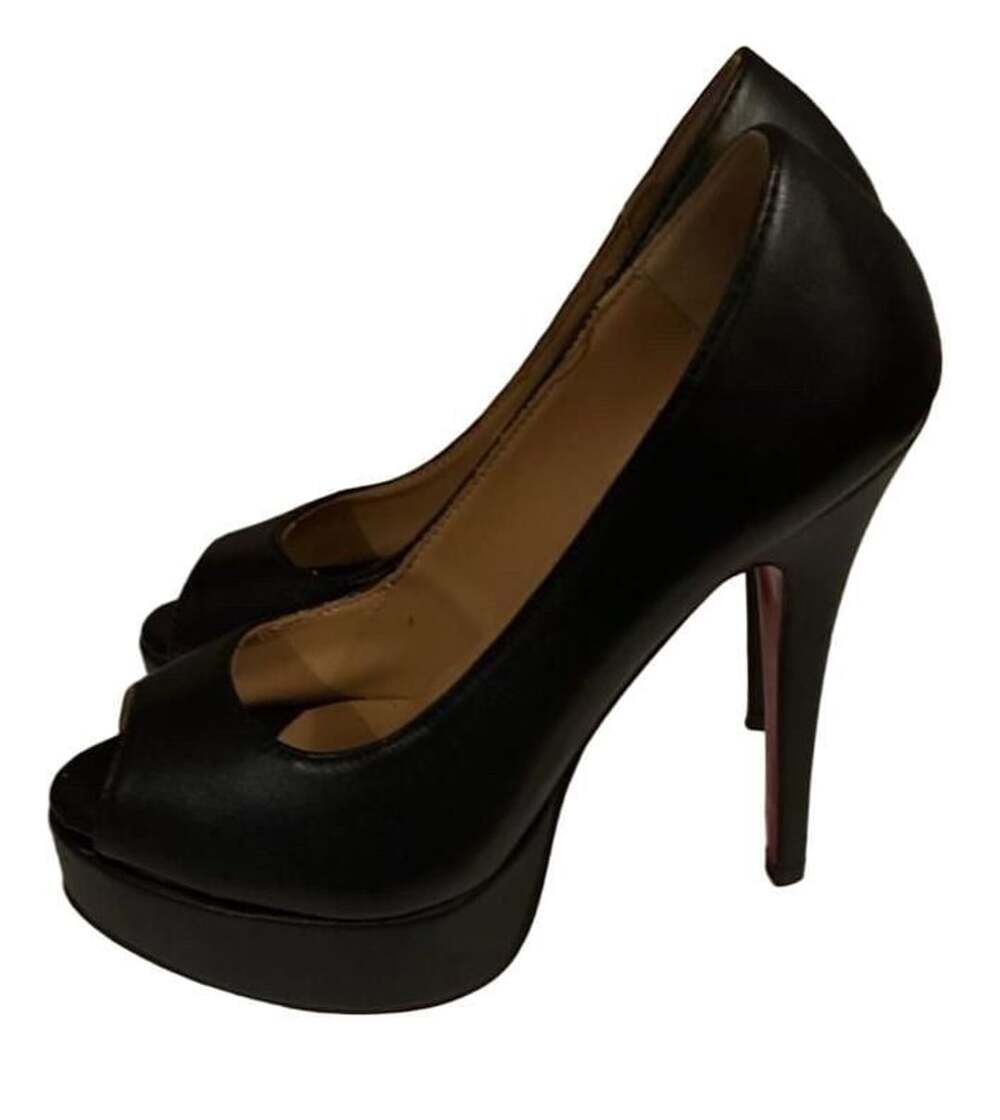 Christian Louboutin Black Peep-Toe Platform Heels